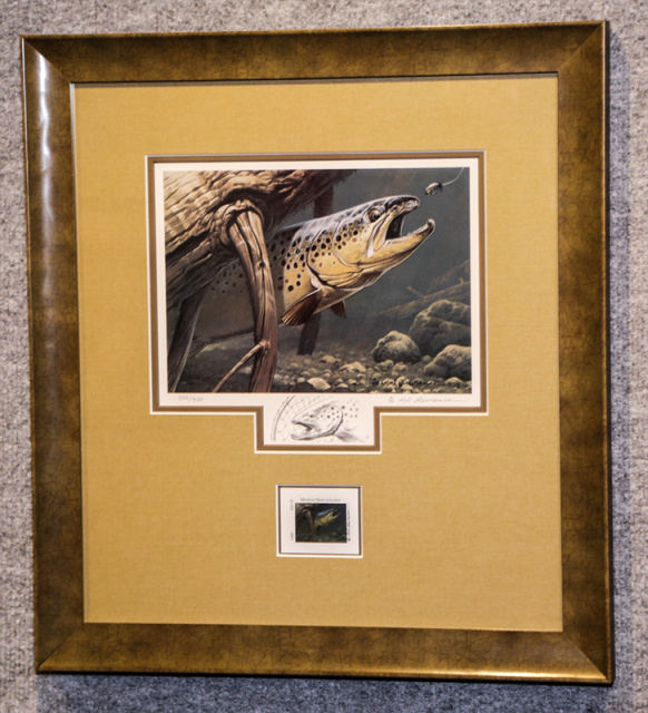 Brown Trout 1995 MI Trout Stamp & Remarque Print